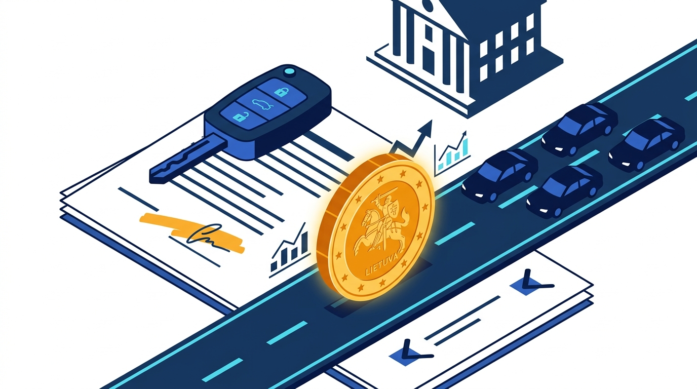 Ridinta euro moneta tarp Lietuvos draudikų logotipų — pigiausias draudimas Lietuvoje