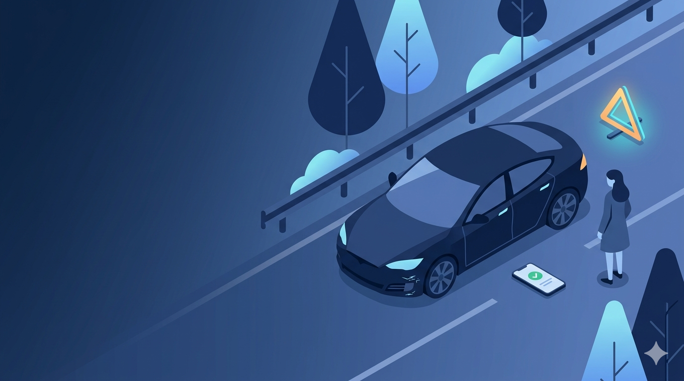 Po eismo įvykio – automobilis sustojęs pakelėje