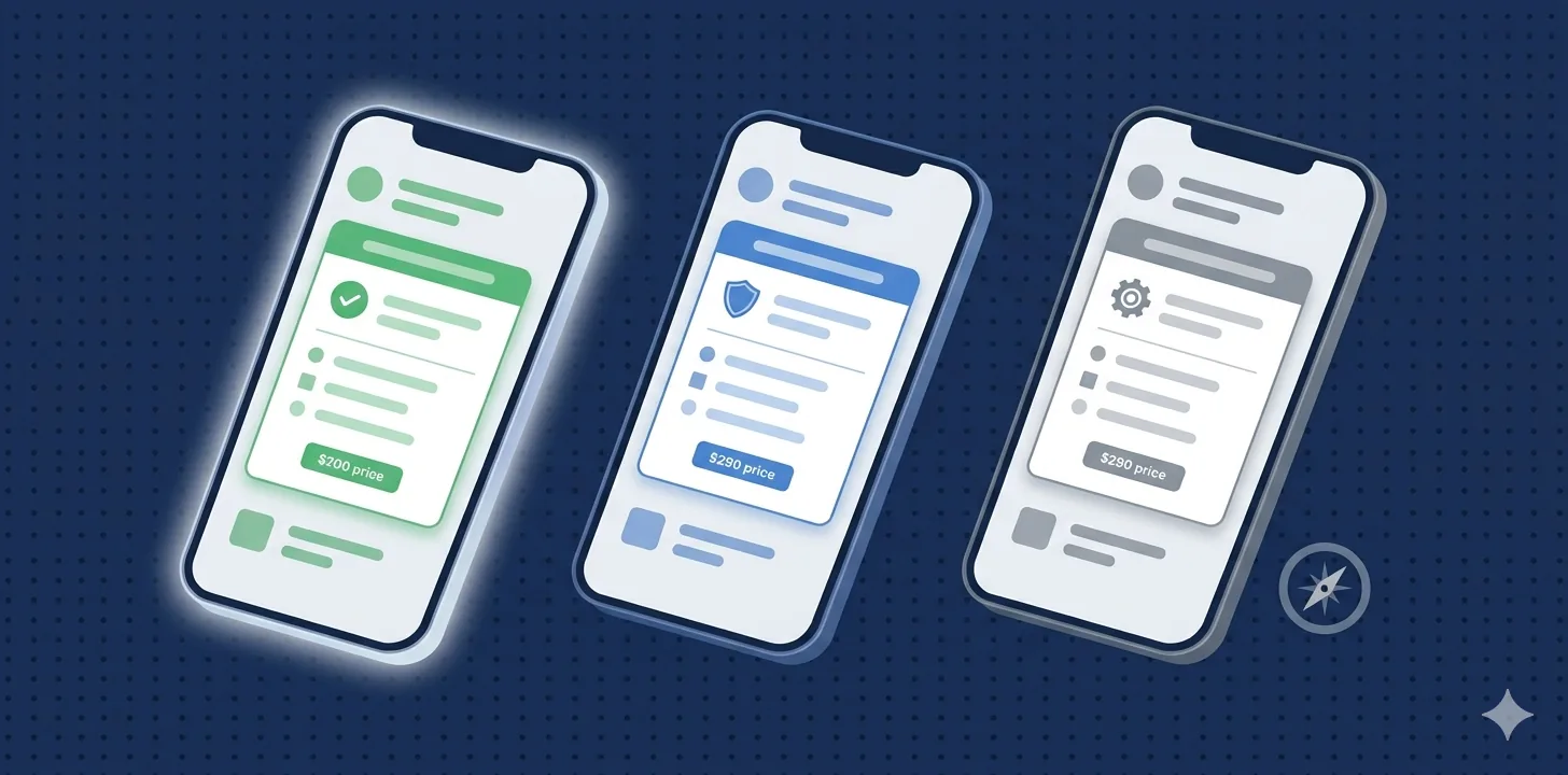 Draudikų kainų palyginimas — vizualus pavyzdys